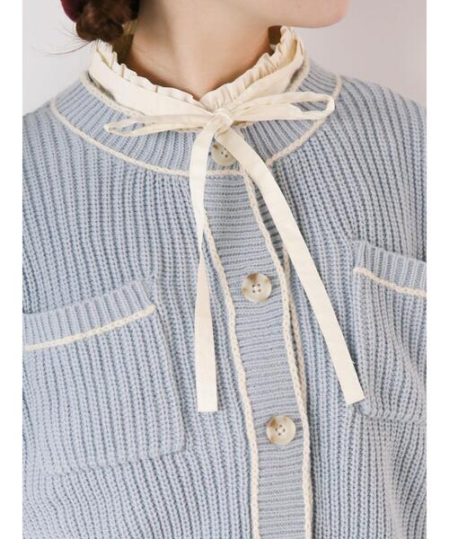 ehka sopo（エヘカソポ）の「配色ラインカーディガン（カーディガン/ボレロ・レディース・ブラック/サックスブルー/ライトベージュ・F）」の13枚目の写真