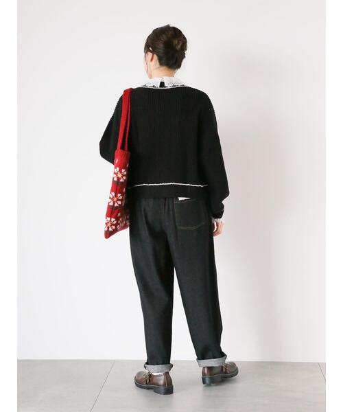 ehka sopo（エヘカソポ）の「配色ラインカーディガン（カーディガン/ボレロ・レディース・ブラック/サックスブルー/ライトベージュ・F）」の14枚目の写真