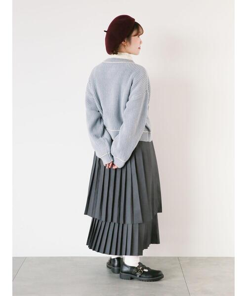 ehka sopo（エヘカソポ）の「配色ラインカーディガン（カーディガン/ボレロ・レディース・ブラック/サックスブルー/ライトベージュ・F）」の18枚目の写真