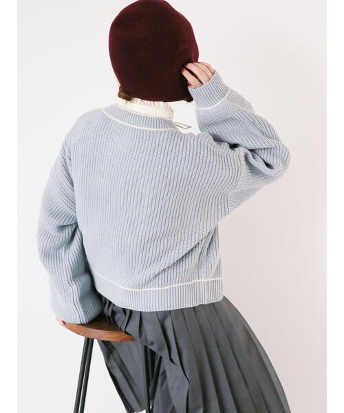 ehka sopo（エヘカソポ）の「配色ラインカーディガン（カーディガン/ボレロ・レディース・ブラック/サックスブルー/ライトベージュ・F）」の19枚目の写真