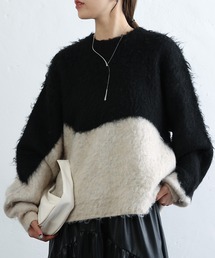 COLONY 2139 | カラーブロッキングシャギーニットプルオーバー(ニット/セーター)