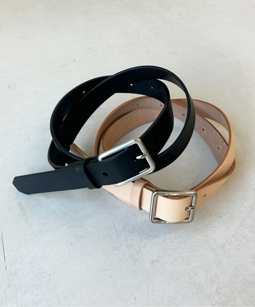 CPCM（シーピーシーエム）の「本革スクエアバックルベルト（ベルト・メンズ・ブラック/ベージュ・F）」の2枚目の写真