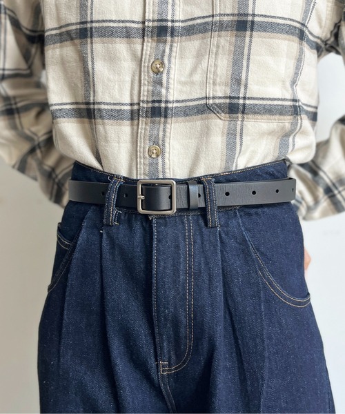 CPCM（シーピーシーエム）の「本革スクエアバックルベルト（ベルト・メンズ・ブラック/ベージュ・F）」の3枚目の写真