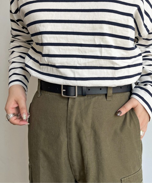 CPCM（シーピーシーエム）の「本革スクエアバックルベルト（ベルト・メンズ・ブラック/ベージュ・F）」の4枚目の写真