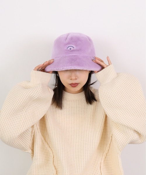CONVERSE（コンバース）の「CONVERSE/コンバース FUR BUCKET HAT バケットハット（ハット・メンズ・ピンク/グレー/ブラック/ライトパープル/レオパード/アイボリー・57cm）」の19枚目の写真