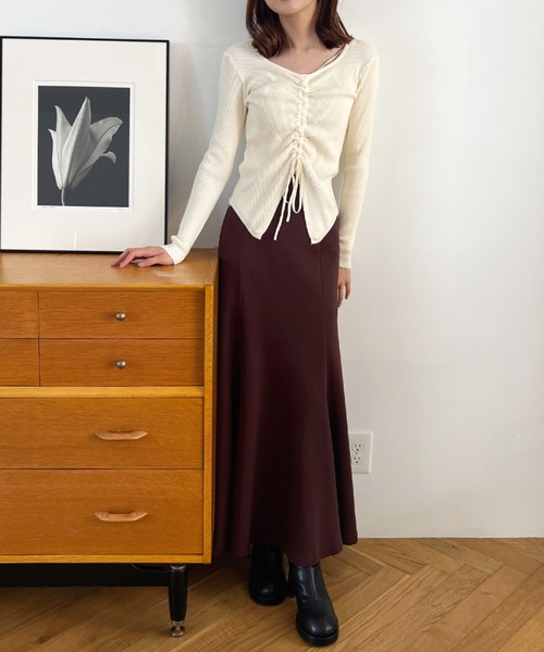 Olu.（オルドット）の「フロントギャザーニット（ニット/セーター・レディース・ブラック/ブラウン/ホワイト・FREE）」の5枚目の写真