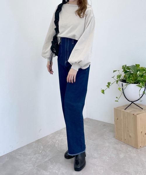 mysty woman（ミスティウーマン）の「ラメ裏毛2WAYプルオーバー　997005（Tシャツ/カットソー・レディース・ライトピンク/アイボリー/ライトグレー・FREE）」の6枚目の写真