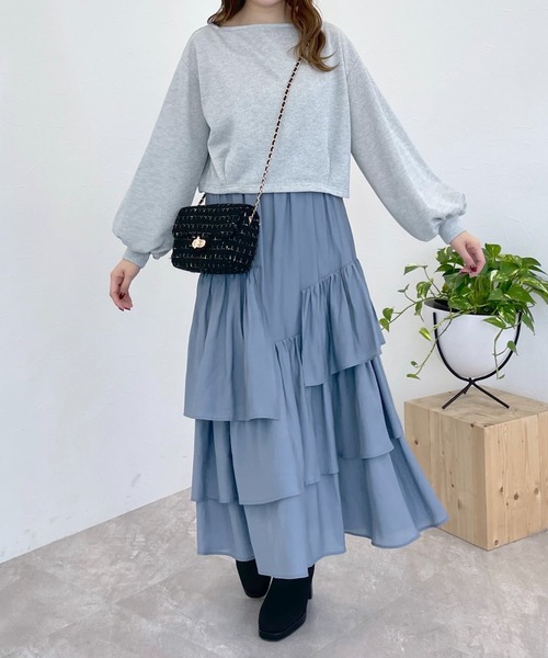 mysty woman（ミスティウーマン）の「ラメ裏毛2WAYプルオーバー　997005（Tシャツ/カットソー・レディース・ライトピンク/アイボリー/ライトグレー・FREE）」の7枚目の写真