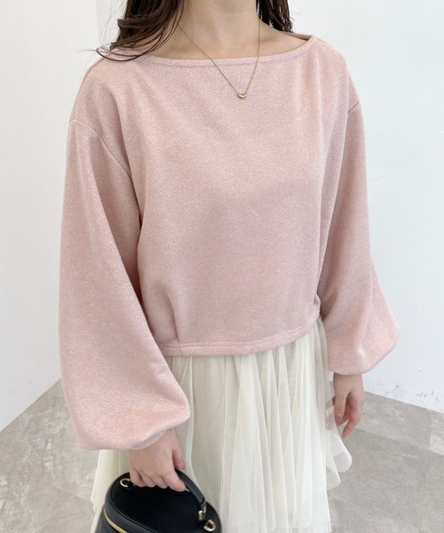 mysty woman（ミスティウーマン）の「ラメ裏毛2WAYプルオーバー　997005（Tシャツ/カットソー・レディース・ライトピンク/アイボリー/ライトグレー・FREE）」の8枚目の写真