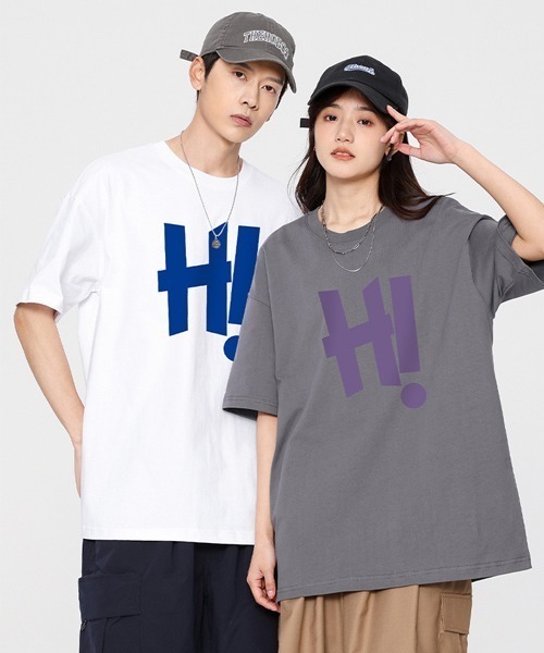 WARAIJOGO（ワライジョウゴ）の「【WARAIJOGO（ワライジョーゴ）】Hi!プリントオーバーサイズ半袖Tシャツ（Tシャツ/カットソー・メンズ・ホワイト/ブラック・FREE）」の7枚目の写真