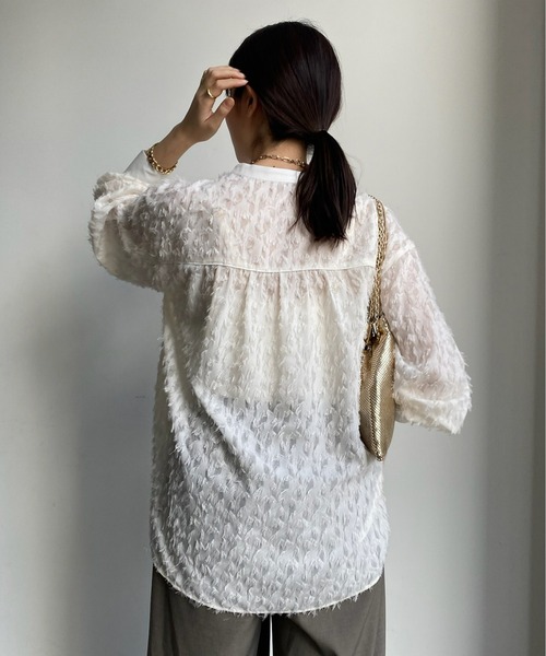 DouDou(ドゥドゥ)の「【WEB限定】フリンジジャガード2WAYシャツ(シャツ/ブラウス・レディース・オフホワイト/ブラック・FREE)」の19枚目の写真