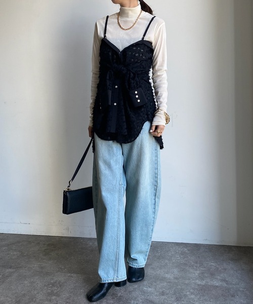 DouDou(ドゥドゥ)の「【WEB限定】フリンジジャガード2WAYシャツ(シャツ/ブラウス・レディース・オフホワイト/ブラック・FREE)」の3枚目の写真