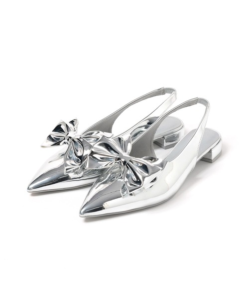 LOWRYS FARM（ローリーズファーム）の「リボンツキ２ＷＡＹミュール　100500（パンプス・レディース・ブラック/シルバー/ブラック系その他/ブラック系その他2/ピンク・MEDIUM/LARGE）」の9枚目の写真