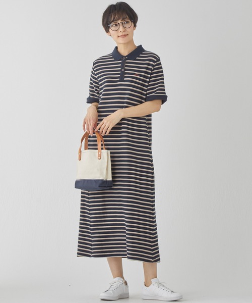 KRIFF MAYER Lady's Collection(クリフメイヤーレディースコレクション)の「【接触冷感】冷感リンクスカノコポロワンピ(ワンピース・レディース・ネイビー/レッド/カラフル/ホワイト系その他/ベージュ系その他2/ブラック/オフホワイト/ネイビー系/ピンク/グリーン・MEDIUM/LARGE)」の7枚目の写真