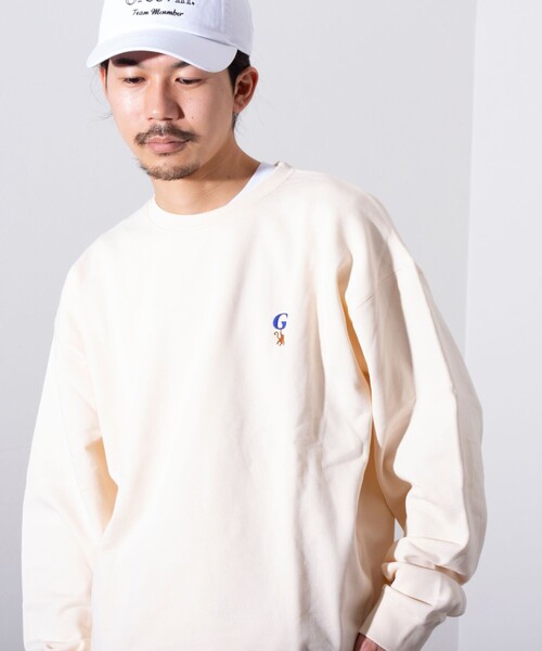 GLOSTER（グロスター）の「【GLOSTER/グロスター】ワンポイントロゴ G刺繍 クルーネックスウェット トレーナー（スウェット・メンズ・キナリ/サックスブルー/チャコールグレー/グレー・S/M/L）」の2枚目の写真