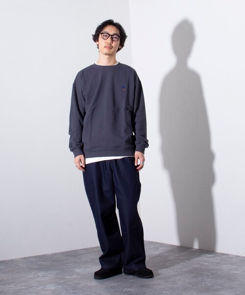 GLOSTER（グロスター）の「【GLOSTER/グロスター】ワンポイントロゴ G刺繍 クルーネックスウェット トレーナー（スウェット・メンズ・キナリ/サックスブルー/チャコールグレー/グレー・S/M/L）」の22枚目の写真