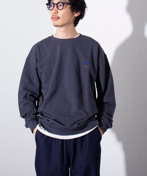 GLOSTER（グロスター）の「【GLOSTER/グロスター】ワンポイントロゴ G刺繍 クルーネックスウェット トレーナー（スウェット・メンズ・キナリ/サックスブルー/チャコールグレー/グレー・S/M/L）」の19枚目の写真