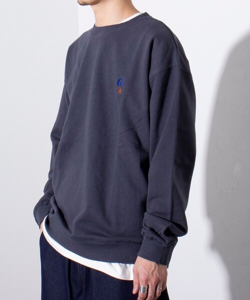 GLOSTER（グロスター）の「【GLOSTER/グロスター】ワンポイントロゴ G刺繍 クルーネックスウェット トレーナー（スウェット・メンズ・キナリ/サックスブルー/チャコールグレー/グレー・S/M/L）」の18枚目の写真