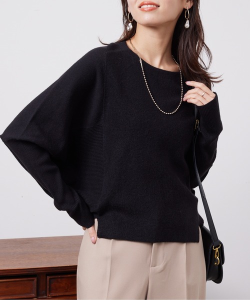 Chez toi(シェトワ)の「ウォッシャブル切替ドルマンプルオーバー(ニット/セーター・レディース・アイボリー/ブラック/グレー/パープル・FREE)」の2枚目の写真
