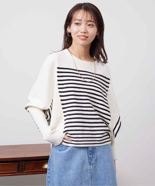 Chez toi(シェトワ)の「ウォッシャブル切替ドルマンプルオーバー(ニット/セーター・レディース・アイボリー/ブラック/グレー/パープル・FREE)」の17枚目の写真