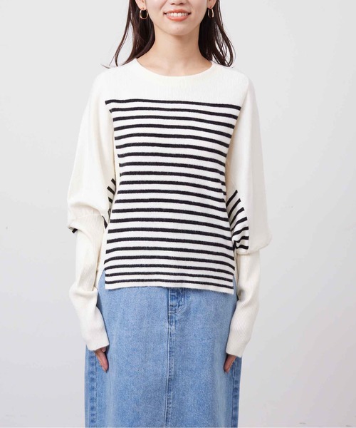 Chez toi(シェトワ)の「ウォッシャブル切替ドルマンプルオーバー(ニット/セーター・レディース・アイボリー/ブラック/グレー/パープル・FREE)」の11枚目の写真