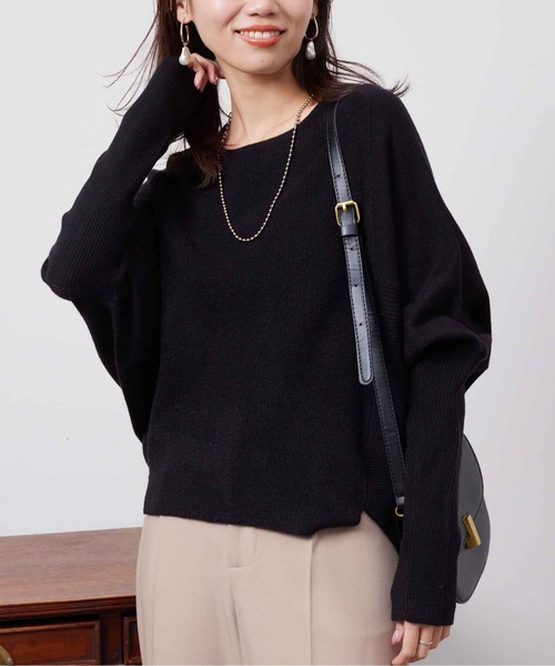 Chez toi(シェトワ)の「ウォッシャブル切替ドルマンプルオーバー(ニット/セーター・レディース・アイボリー/ブラック/グレー/パープル・FREE)」の16枚目の写真