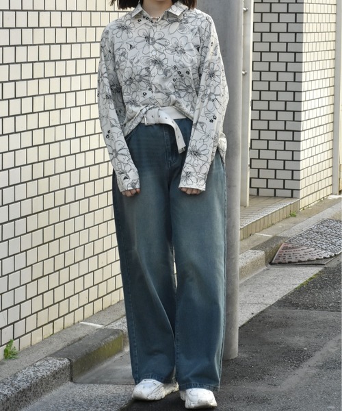 セール】モノトーン プリント シャツ（シャツ/ブラウス）｜Starting