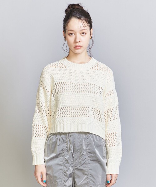BEAUTY&YOUTH】クロシェ ニット ポロ ジャケット BEAUTY&YOUTH
