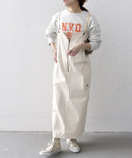 Dickies(ディッキーズ)の「Dickies:〈洗濯機可能〉コットン ツイル ジップ ジャンパー スカート(ジャンパースカート・レディース・ナチュラル/カーキ/ブラック・ONE SIZE)」の14枚目の写真