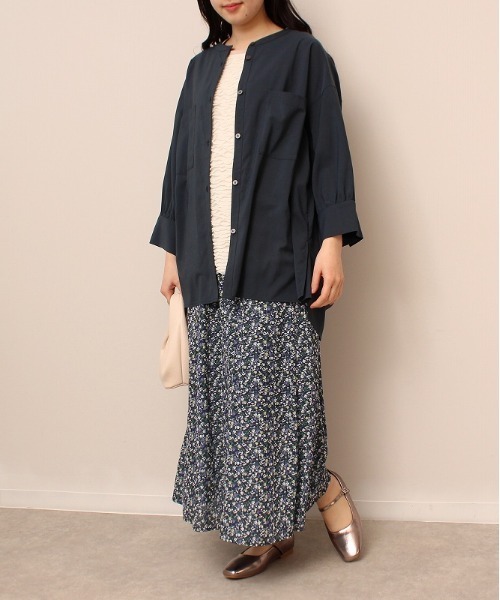 leswel（レスウェル）の「【L～5L 大きいサイズ】小花柄 Aライン ロング スカート（スカート・レディース・ネイビー/オレンジ・5L/4L/LL/L/3L）」の11枚目の写真