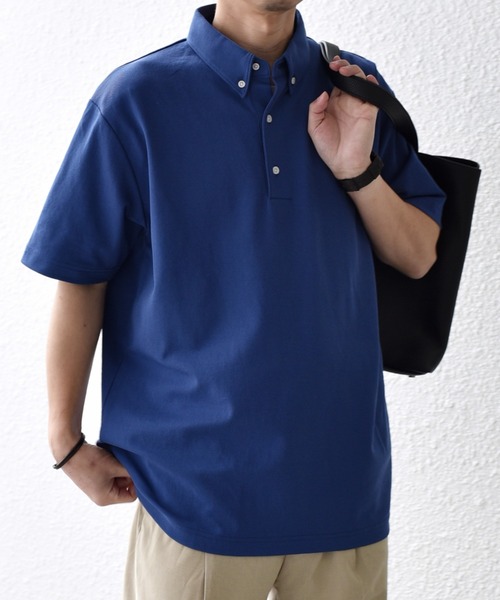 SHIPS any（シップス エニィ）の「SHIPS any:〈接触冷感/遮熱/UVカット機能等〉サマーファンクション 鹿の子 ボタンダウンポロシャツ◆（ポロシャツ・メンズ・ダークグレー/ホワイト/ブルー/ブラック/ネイビー/ホワイト系/ダークブルー・X-LARGE/LARGE/MEDIUM/SMALL）」の6枚目の写真