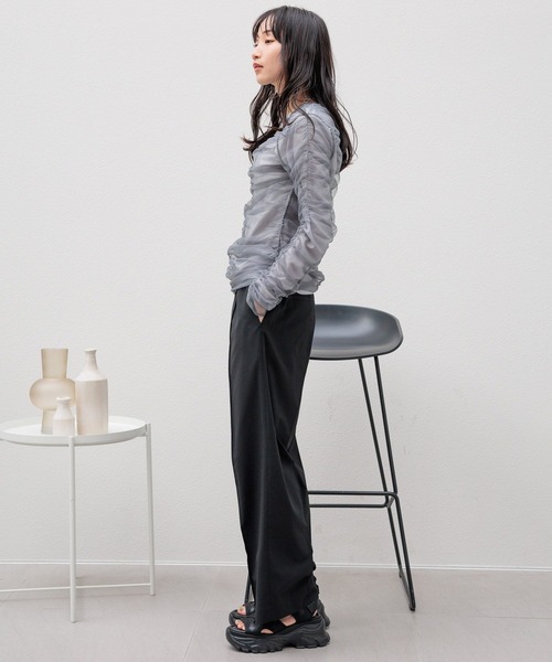 LOWRYS FARM（ローリーズファーム）の「ＴＲワイドイージーパンツ 991946（その他パンツ・レディース・ホワイト/グリーン/グレー/ブラック・FREE）」の12枚目の写真