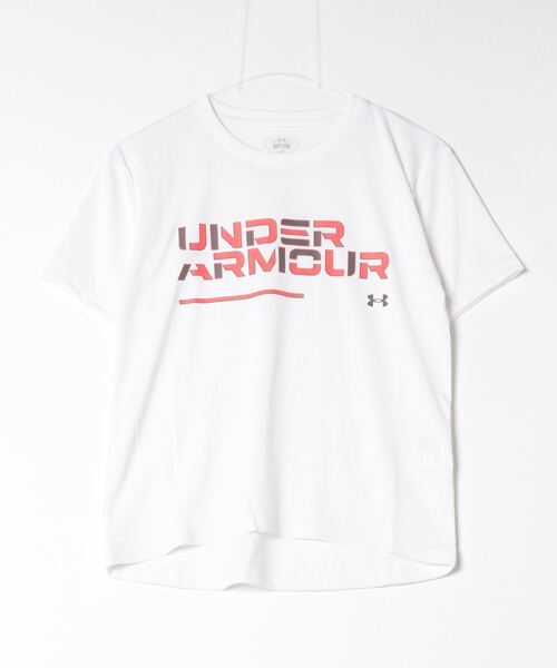UNDER ARMOUR（アンダーアーマー）の「アンダーアーマー  UAテック クロップ ショートスリーブTシャツ（Tシャツ/カットソー・レディース・ブラック/サーモンピンク/ホワイト・S/M/L/XL）」の2枚目の写真