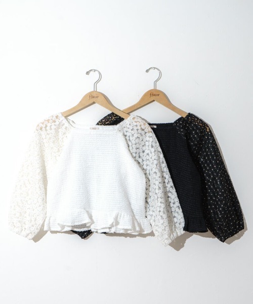 flower（フラワー）の「チャーミングブルームトップ（Tシャツ/カットソー・レディース・ブラック/ホワイト・FREE）」の3枚目の写真