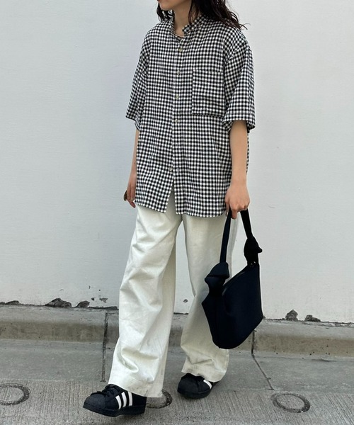 CIAOPANIC TYPY（チャオパニックティピー）の「ウォッシャブルリネンレーヨン半袖バンドカラーシャツ（シャツ/ブラウス・メンズ・グレー/チャコールグレー/ブラック/カーキ/サックスブルー/ブラウン/ベージュ系その他/ネイビー/オレンジ・MEDIUM/LARGE）」の12枚目の写真