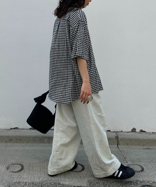 CIAOPANIC TYPY（チャオパニックティピー）の「ウォッシャブルリネンレーヨン半袖バンドカラーシャツ（シャツ/ブラウス・メンズ・グレー/チャコールグレー/ブラック/カーキ/サックスブルー/ブラウン/ベージュ系その他/ネイビー/オレンジ・MEDIUM/LARGE）」の13枚目の写真