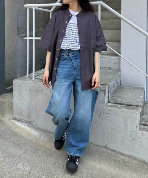 CIAOPANIC TYPY（チャオパニックティピー）の「ウォッシャブルリネンレーヨン半袖バンドカラーシャツ（シャツ/ブラウス・メンズ・グレー/チャコールグレー/ブラック/カーキ/サックスブルー/ブラウン/ベージュ系その他/ネイビー/オレンジ・MEDIUM/LARGE）」の17枚目の写真