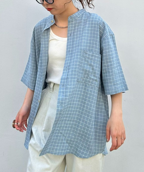 CIAOPANIC TYPY（チャオパニックティピー）の「ウォッシャブルリネンレーヨン半袖バンドカラーシャツ（シャツ/ブラウス・メンズ・グレー/チャコールグレー/ブラック/カーキ/サックスブルー/ブラウン/ベージュ系その他/ネイビー/オレンジ・MEDIUM/LARGE）」の20枚目の写真