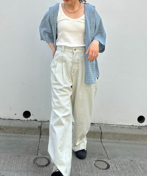 CIAOPANIC TYPY（チャオパニックティピー）の「ウォッシャブルリネンレーヨン半袖バンドカラーシャツ（シャツ/ブラウス・メンズ・グレー/チャコールグレー/ブラック/カーキ/サックスブルー/ブラウン/ベージュ系その他/ネイビー/オレンジ・MEDIUM/LARGE）」の21枚目の写真