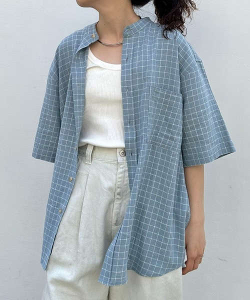 CIAOPANIC TYPY（チャオパニックティピー）の「ウォッシャブルリネンレーヨン半袖バンドカラーシャツ（シャツ/ブラウス・メンズ・グレー/チャコールグレー/ブラック/カーキ/サックスブルー/ブラウン/ベージュ系その他/ネイビー/オレンジ・MEDIUM/LARGE）」の19枚目の写真