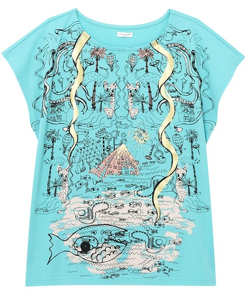 tsumori chisato SLEEP（ツモリチサト スリープ）の「ルームウェア　トップス　3分袖（Tシャツ/カットソー・レディース・ピンク/ライトグリーン/アイボリー・M/L）」の2枚目の写真