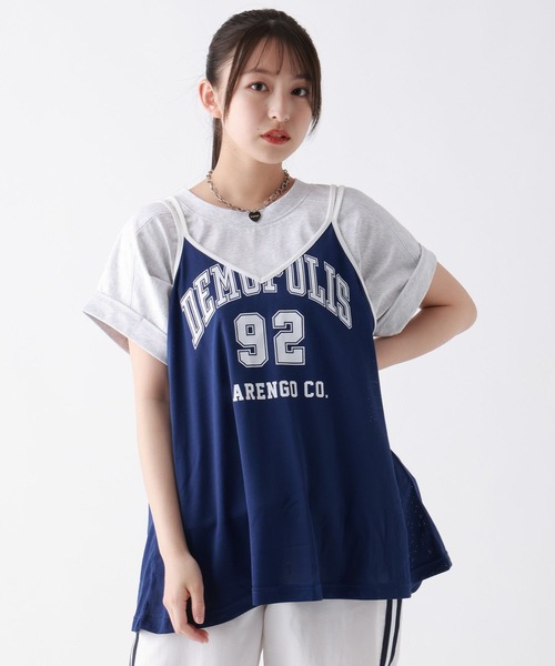 repipi armario(レピピ アルマリオ)の「メッシュロゴオーバーキャミ(キャミソール・キッズ・イエロー/ホワイト/ブルー・LARGE/MEDIUM)」の2枚目の写真