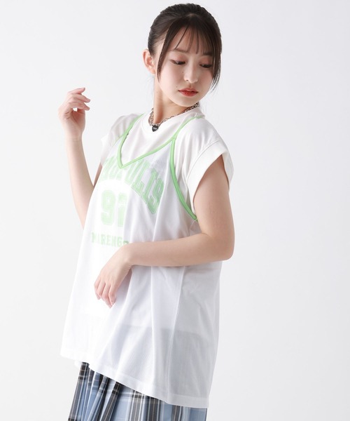 repipi armario(レピピ アルマリオ)の「メッシュロゴオーバーキャミ(キャミソール・キッズ・イエロー/ホワイト/ブルー・LARGE/MEDIUM)」の15枚目の写真