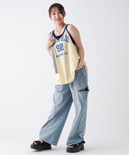 repipi armario(レピピ アルマリオ)の「メッシュロゴオーバーキャミ(キャミソール・キッズ・イエロー/ホワイト/ブルー・LARGE/MEDIUM)」の16枚目の写真