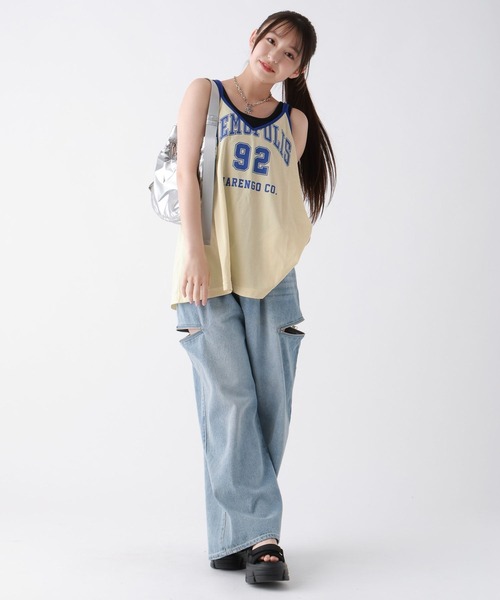 repipi armario(レピピ アルマリオ)の「メッシュロゴオーバーキャミ(キャミソール・キッズ・イエロー/ホワイト/ブルー・LARGE/MEDIUM)」の17枚目の写真