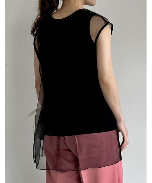 Re:EDIT(リエディ)の「レイヤードチュールタンクトップ(タンクトップ・レディース・アイボリー/ブラック・LARGE/MEDIUM)」の8枚目の写真