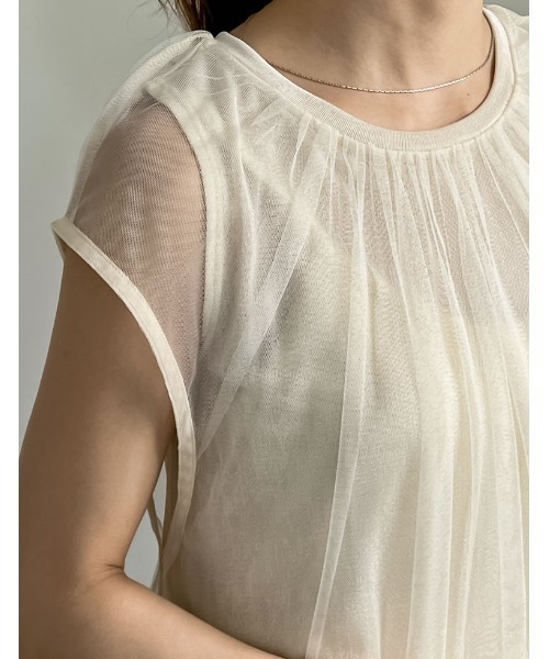Re:EDIT(リエディ)の「レイヤードチュールタンクトップ(タンクトップ・レディース・アイボリー/ブラック・LARGE/MEDIUM)」の12枚目の写真