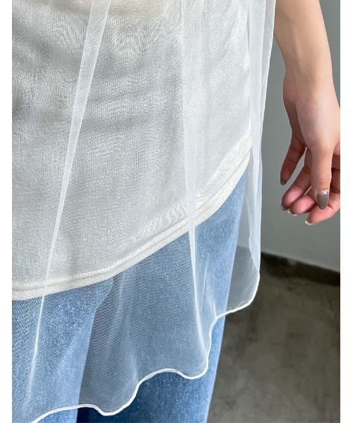 Re:EDIT(リエディ)の「レイヤードチュールタンクトップ(タンクトップ・レディース・アイボリー/ブラック・LARGE/MEDIUM)」の13枚目の写真