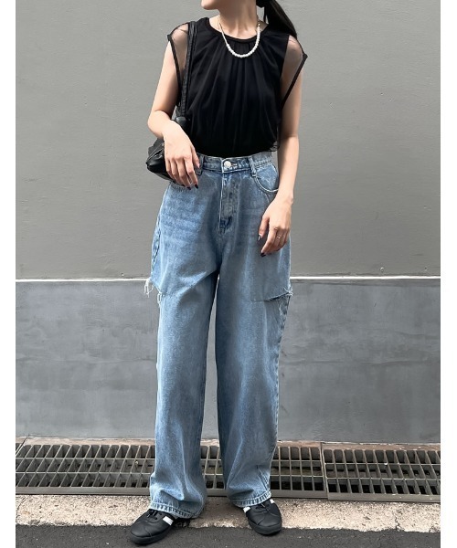 Re:EDIT(リエディ)の「レイヤードチュールタンクトップ(タンクトップ・レディース・アイボリー/ブラック・LARGE/MEDIUM)」の19枚目の写真