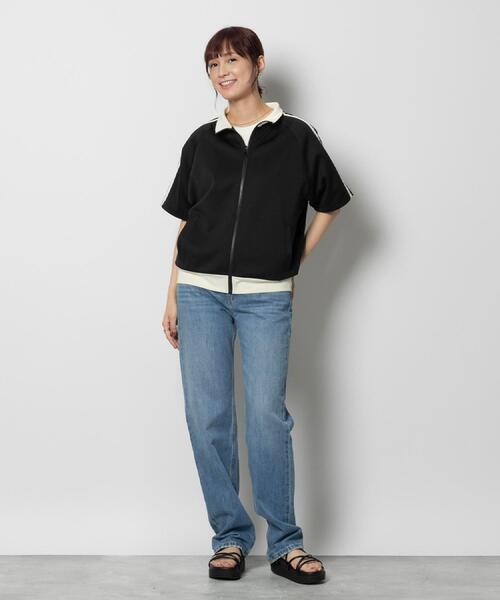 Right-on(ライトオン)の「Other(ソノタ)半袖トラックジャケット(カーディガン/ボレロ・レディース・ブラック/オフホワイト・M/L)」の16枚目の写真
